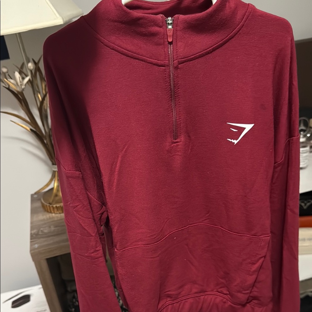 Gymshark Red Zip Up Sweater with Soft Fabric
